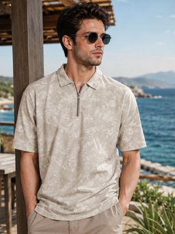MANIAC - Mens Textured Half Sleeve Polo T-Shirt