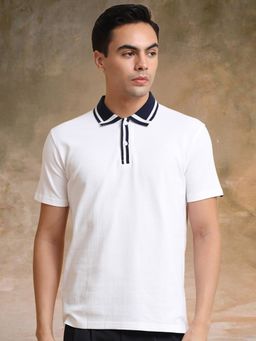 MANIAC - Mens Solid Half Sleeve White Polo T-Shirt