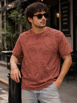 MANIAC - Mens Face Printed Round Neck Half Sleeve T-Shirt