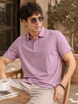 MANIAC - Mens Mauve Solid Half Sleeve Polo T-Shirt