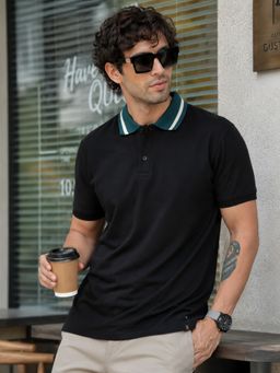MANIAC - Mens Half Sleeve Black Polo T-Shirt