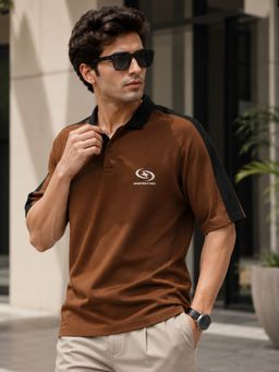 MANIAC - Mens Half Sleeve Brown Polo T-Shirt