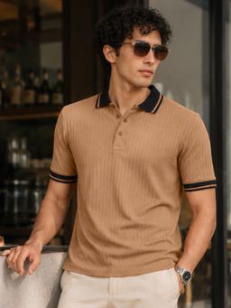 MANIAC - Mens Textured Half Sleeve Polo T-Shirt