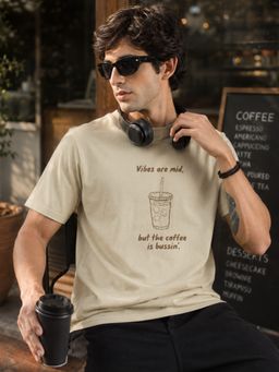 MANIAC - Men Beige Printed Round Neck T-Shirt