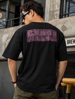 MANIAC - Men Chaos Printed Round Neck Black T-Shirt
