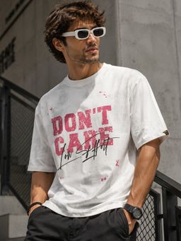 MANIAC - Mens Printed Round Neck White T-Shirt