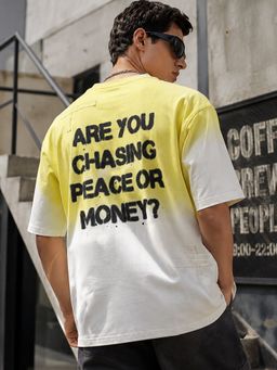 MANIAC - Men Ombre Typography Printed Round Neck T-Shirt