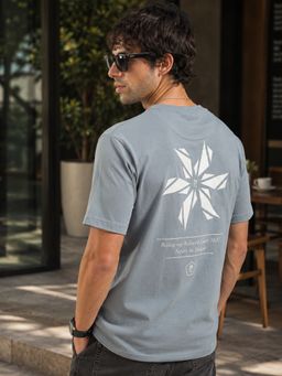 MANIAC - Men Printed Round Neck Grey T-Shirt