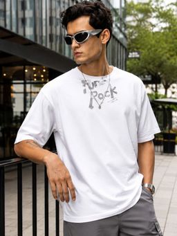 MANIAC - Men Rock Printed Round Neck White T-Shirt
