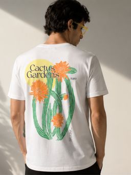 MANIAC - Men Printed Round Neck White T-Shirt