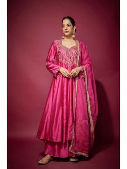 THE AARYA - Pink Layla Embellished Anarkali with Palazzo and Dupatta (Set of 3)