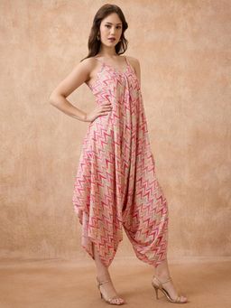 Globus - Women's Abstract Print Waist Tie-Ups Harem Style Jumpsuit