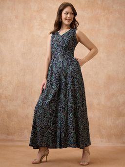 Globus - Women's Blue Printed Flared Fusion Jumpsuit