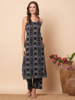 FASHOR - Striped Printed Straight Fit Co-Ord (Set of 2)