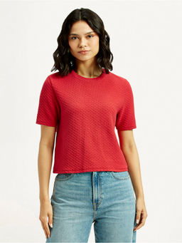 Levi's - Women's Textured Red Crew Neck Top