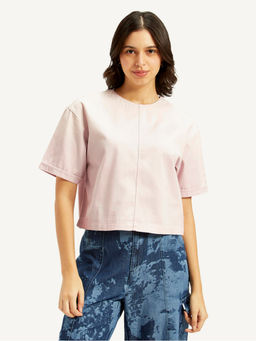 Levi's - Women's Solid Light Pink Round Neck Top