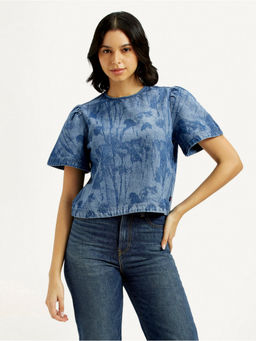 Levi's - Women's Printed Round Neck Denim Top