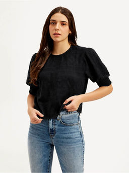 Levi's - Women's Textured Black Round Neck Top
