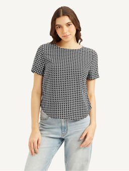 Levi's - Women's Geometric Black Round Neck Top