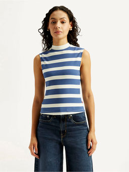 Levi's - Women's Striped Blue High Neck Top