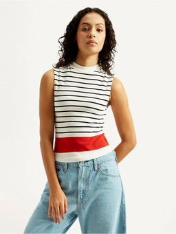 Levi's - Women's Striped Off-White High Neck Top