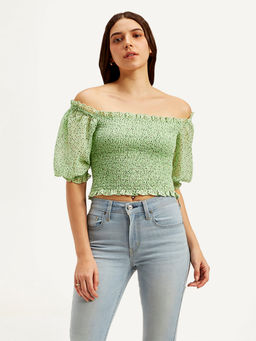 Levi's - Women's Printed Green Off Shoulder Top
