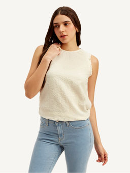 Levi's - Women's Textured White Round Neck Top