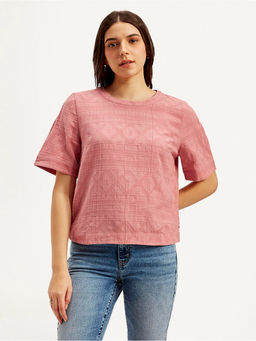 Levi's - Women's Textured Pink Round Neck Top