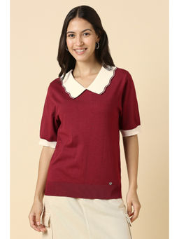 Allen Solly - Women Maroon Solid Casual Top