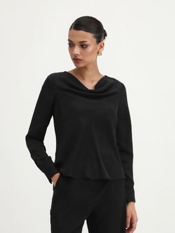 RAREISM - Women Avier Black Cowl Neck Pull On Closure Plain Top