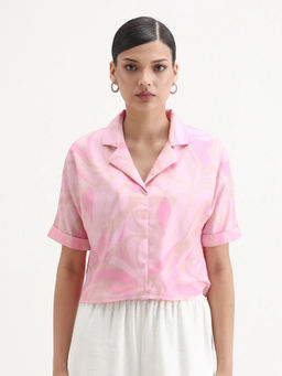 RAREISM - Women Eleme-T Light Pink Polyester Fabric Abstract Print Top