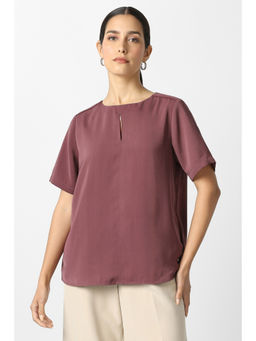 Van Heusen - Women Mauve Solid Formal Round Neck Top