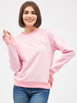 Kibo - Womens Fleece Baby Pink Thumbhole Sweatshirt
