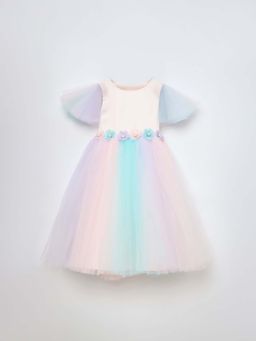 Blue Giraffe - Girls Multi Short Sleeves Party Wear Dress