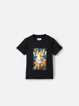 Blue Giraffe - Boys Black Graphic Short Sleeve T-shirt