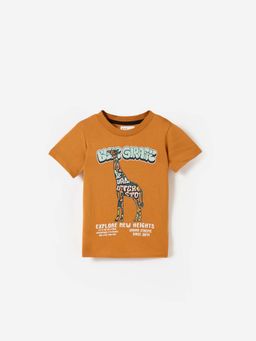 Blue Giraffe - Boys Orange Graphic Short Sleeve T-shirt
