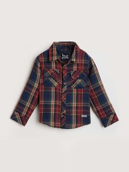 Blue Giraffe - Boys Red Checks Full Sleeved Shirt