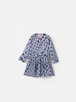 Blue Giraffe - Girls Blue All Over Branding Dress