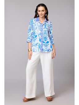 TAMISKA BY NARENDRA KUMAR - Blue Tile Print Shirt