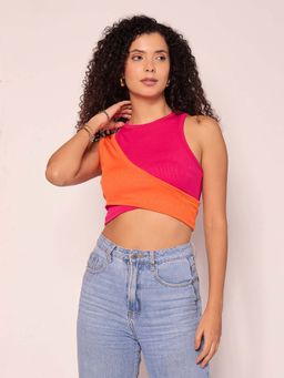 Uptownie - Dual Panelled Ribbed Crop Top