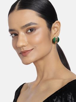 Estele - Gold Plated Round Shaped Stud Earring with Enamel for Women