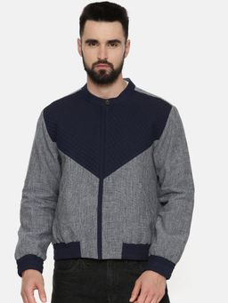 MAYANK MODI - Linen Cotton Quilted Blue Jacket