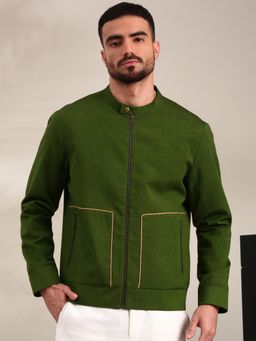 MAYANK MODI - Green Cotton Bomber Jacket