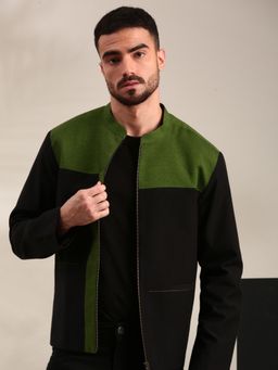 MAYANK MODI - Black Cotton Bomber Jacket