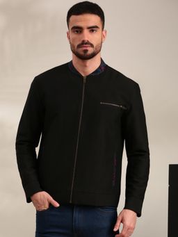 MAYANK MODI - Black Cotton Bomber Jacket