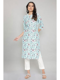 Aurelia - Blue Cotton Floral Kurta