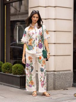 MIRIPRET - Women Ivory Linen Blend Printed Co-Ord Set