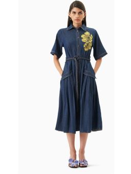 MIRIPRET - Women Blue Denim Embroidered Dress