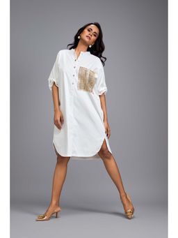 Deepika Arora - Women White Cotton Solid Dress
