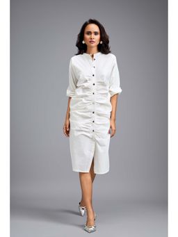 Deepika Arora - Women White Cotton Solid Dress